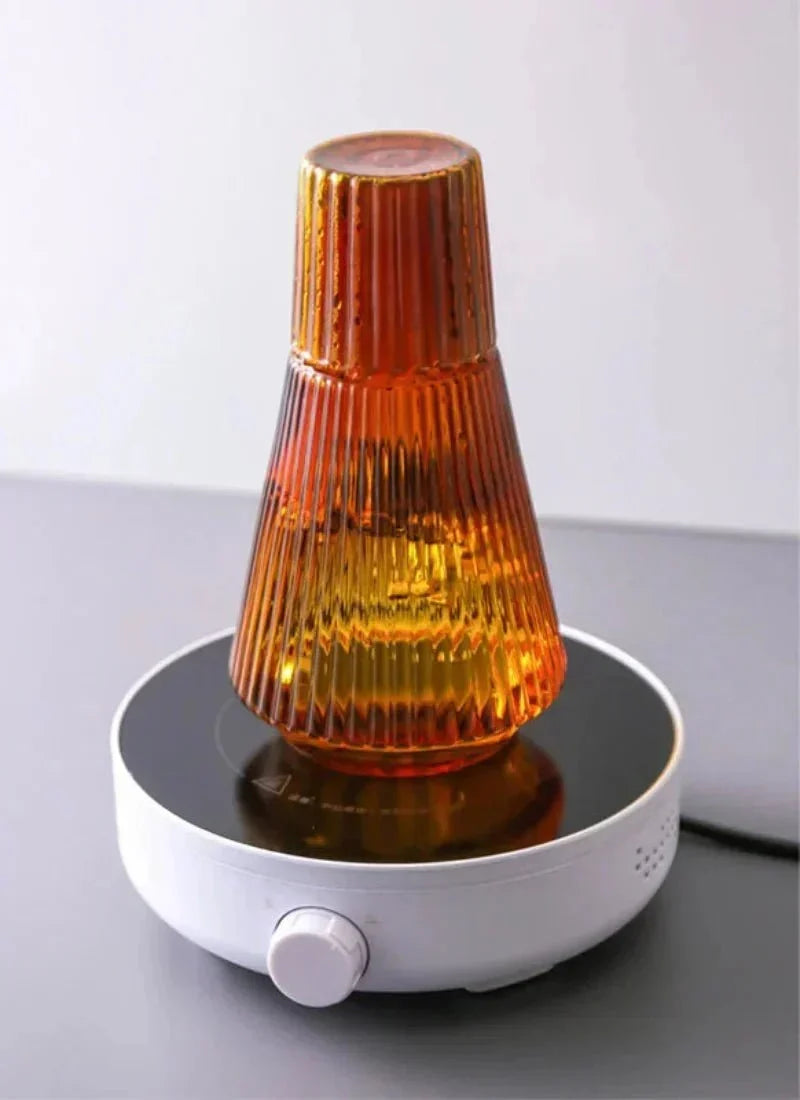 Juego de jarra de agua de vidrio de borosilicato plisado con vasos apilables