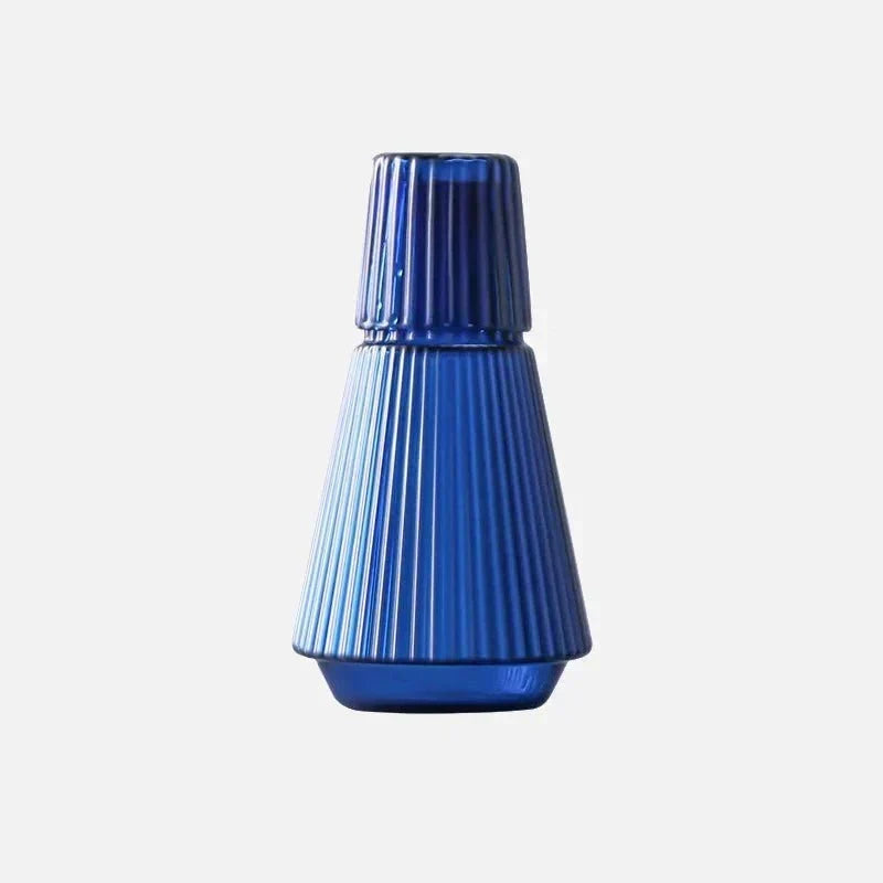 Juego de jarra de agua de vidrio de borosilicato plisado con vasos apilables
