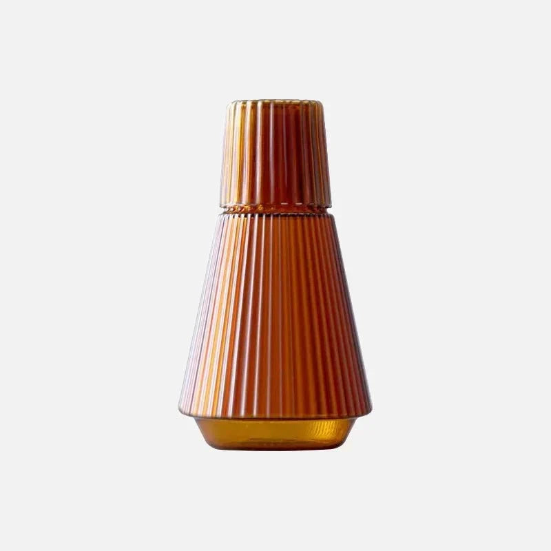 Juego de jarra de agua de vidrio de borosilicato plisado con vasos apilables