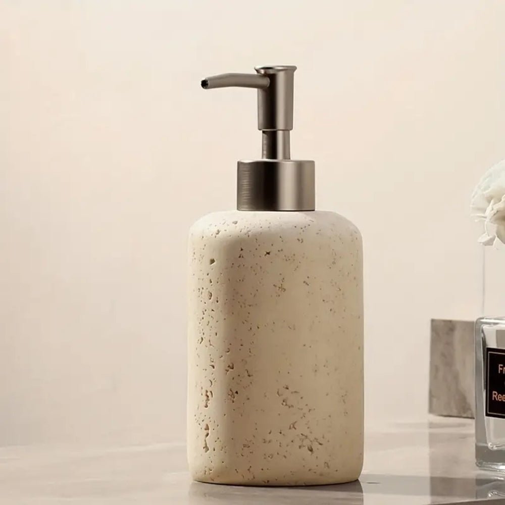 Dispensador de jabón de baño rellenable de resina con efecto mármol