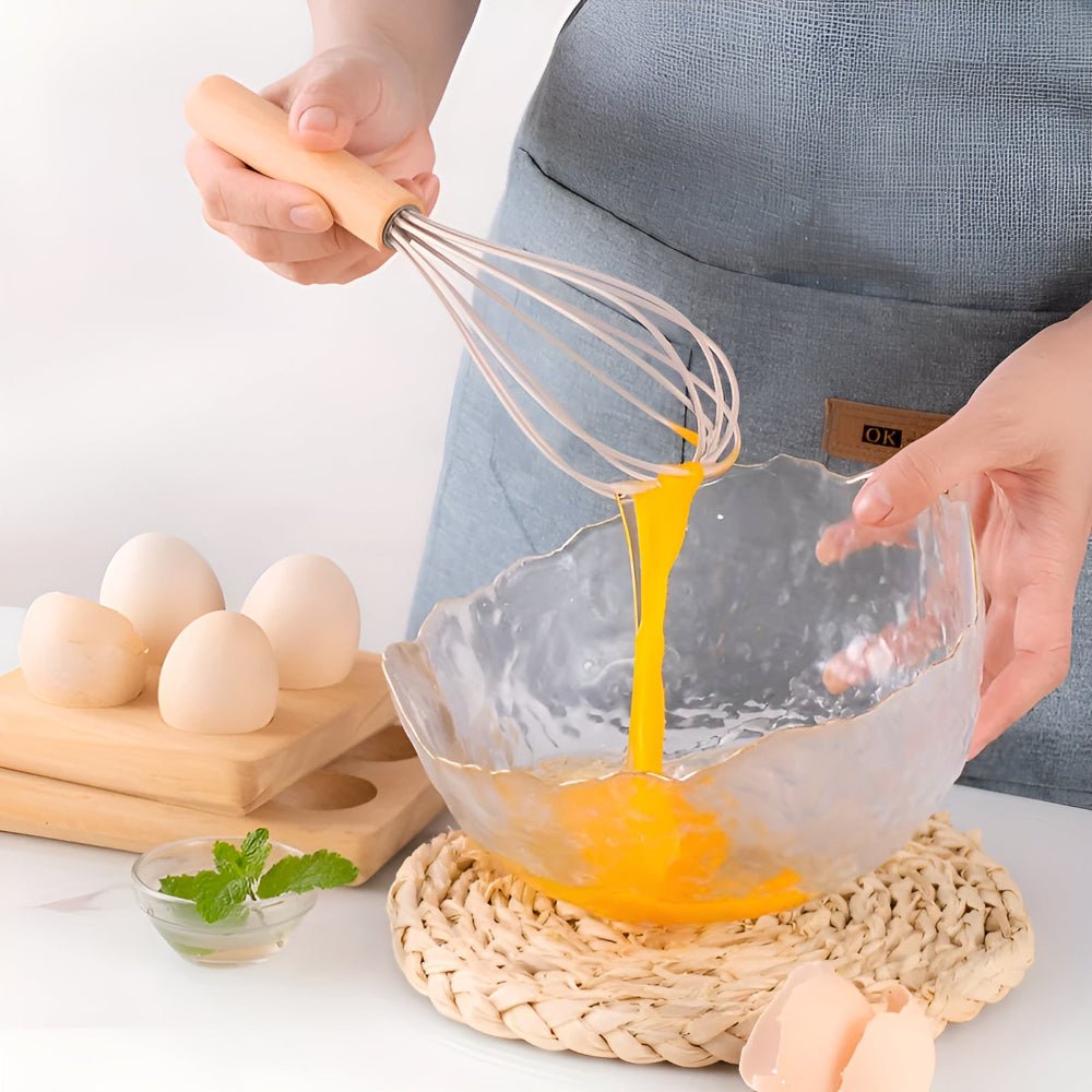 Juego de utensilios de cocina y cubiertos de silicona con mango de bambú resistente al calor