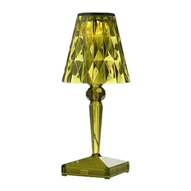Lámpara de mesa recargable de acrílico con efecto de cristal escultórico