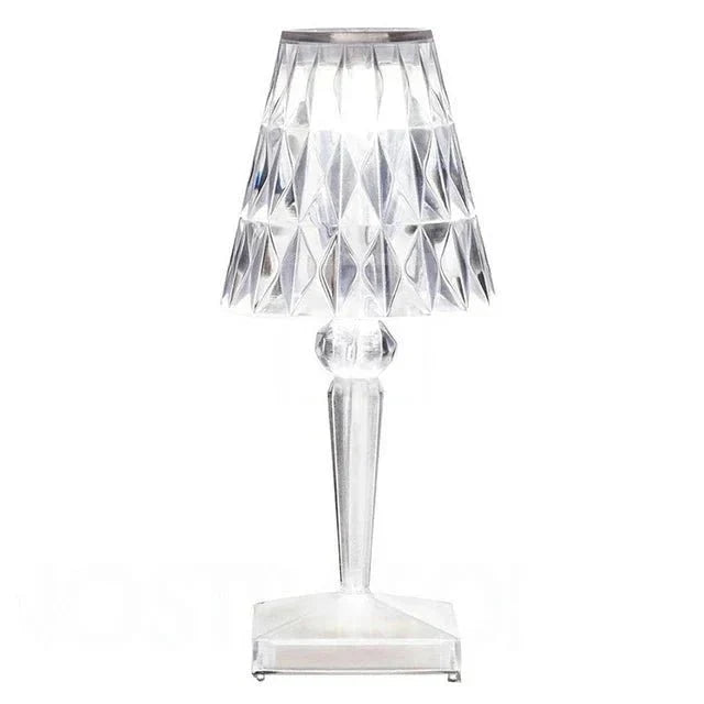 Lámpara de mesa recargable de acrílico con efecto de cristal escultórico