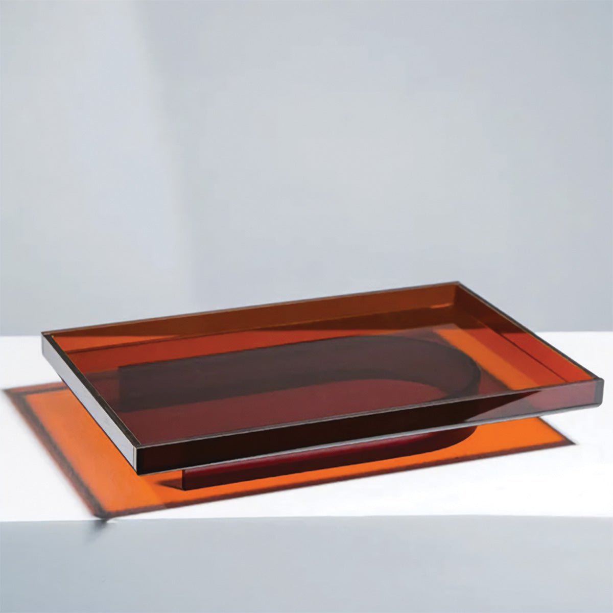 Bandeja de servir rectangular y redonda de acrílico ámbar moderno