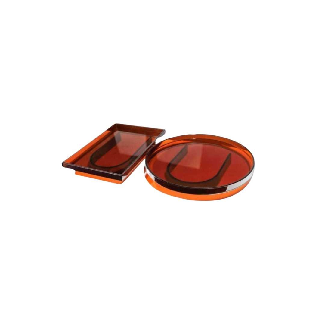 Bandeja de servir rectangular y redonda de acrílico ámbar moderno