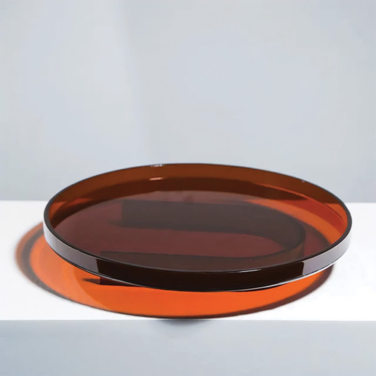 Bandeja de servir rectangular y redonda de acrílico ámbar moderno