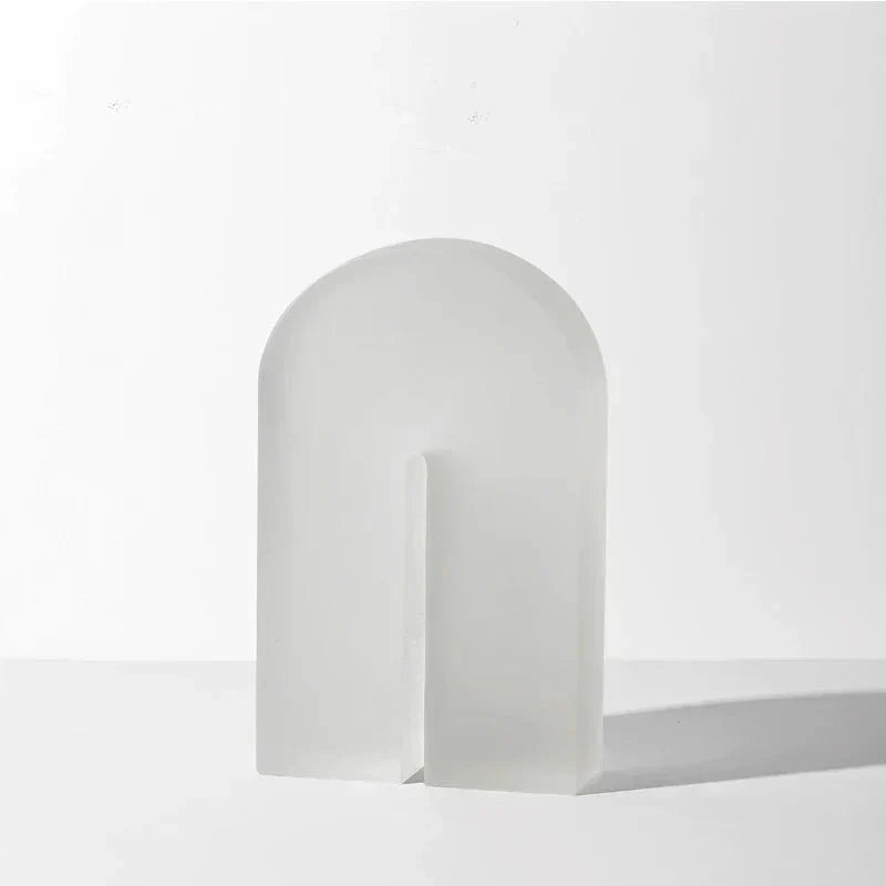 Sujetalibros geométricos de cristal pulido con forma de cubo y arco, con base antideslizante