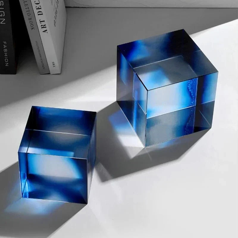Sujetalibros geométricos de cristal pulido con forma de cubo y arco, con base antideslizante
