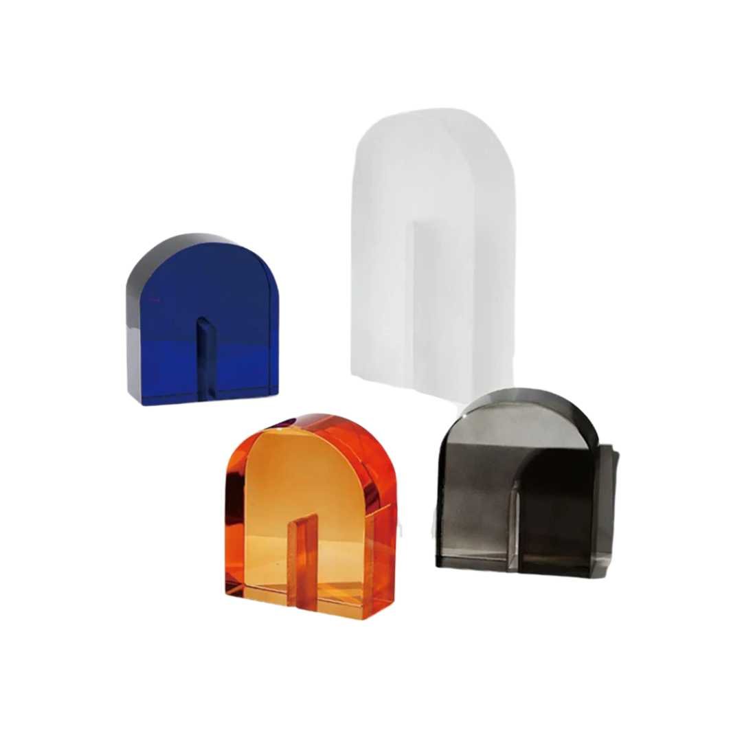Sujetalibros geométricos de cristal pulido con forma de cubo y arco, con base antideslizante