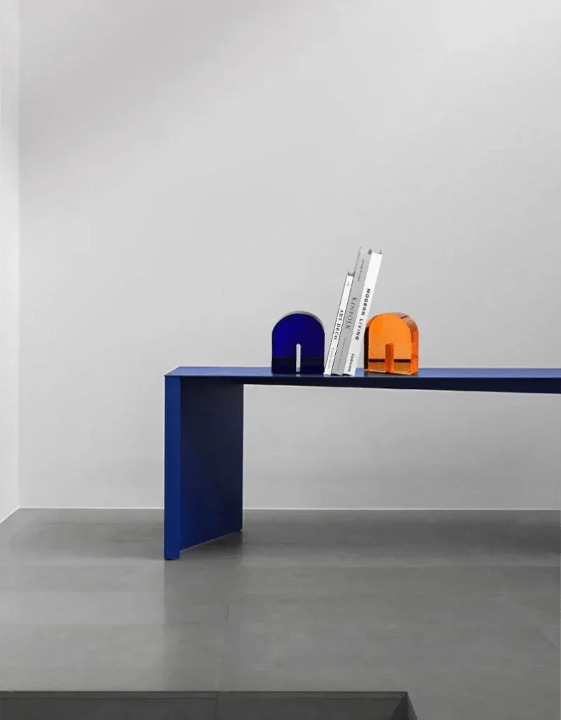 Sujetalibros geométricos de cristal pulido con forma de cubo y arco, con base antideslizante