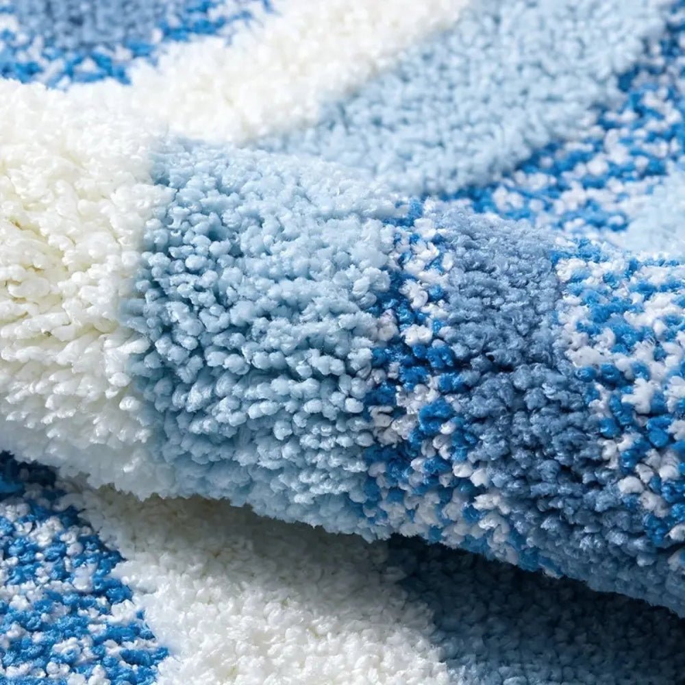 Alfombrilla de baño de microfibra absorbente antideslizante con ondas de océano