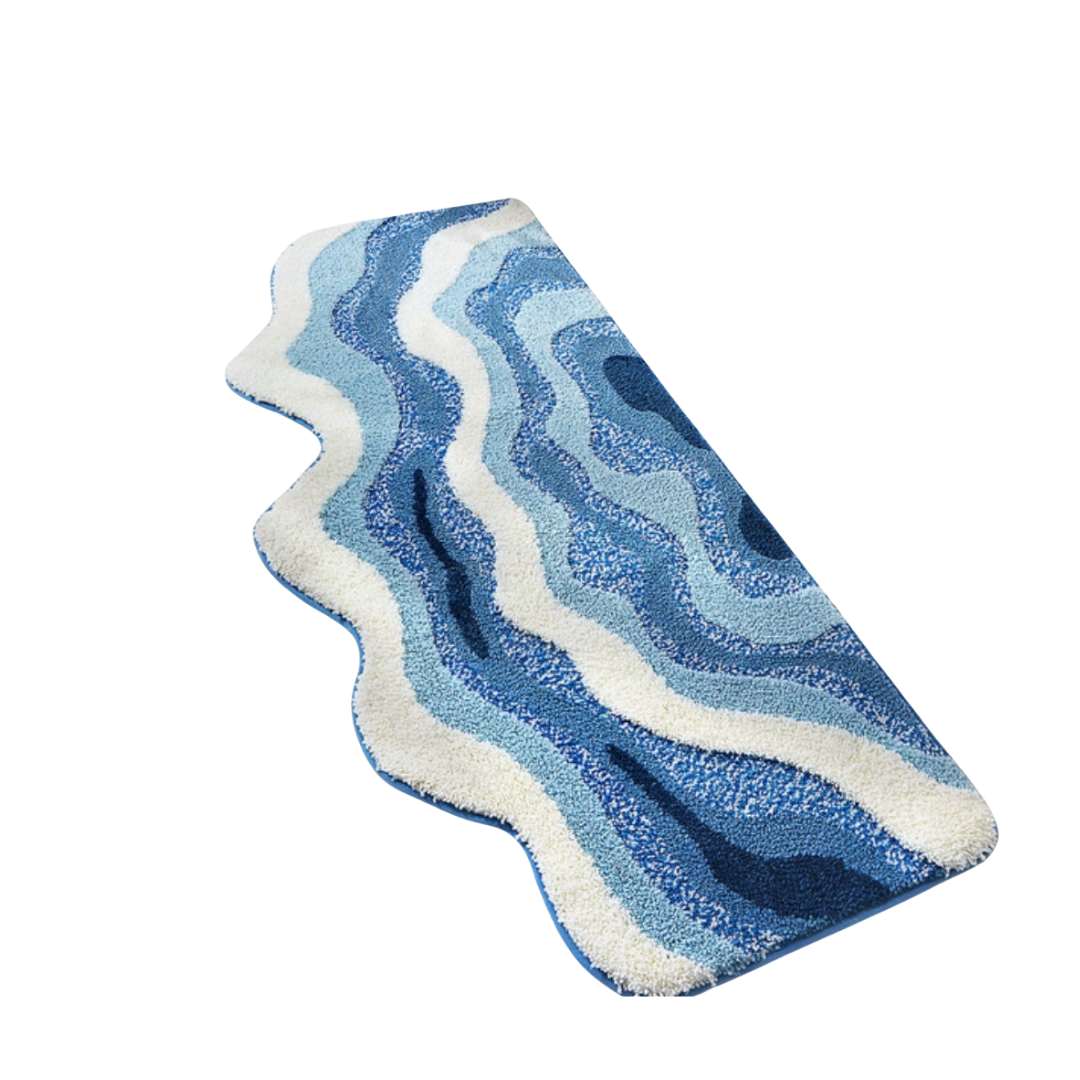Alfombrilla de baño de microfibra absorbente antideslizante con ondas de océano