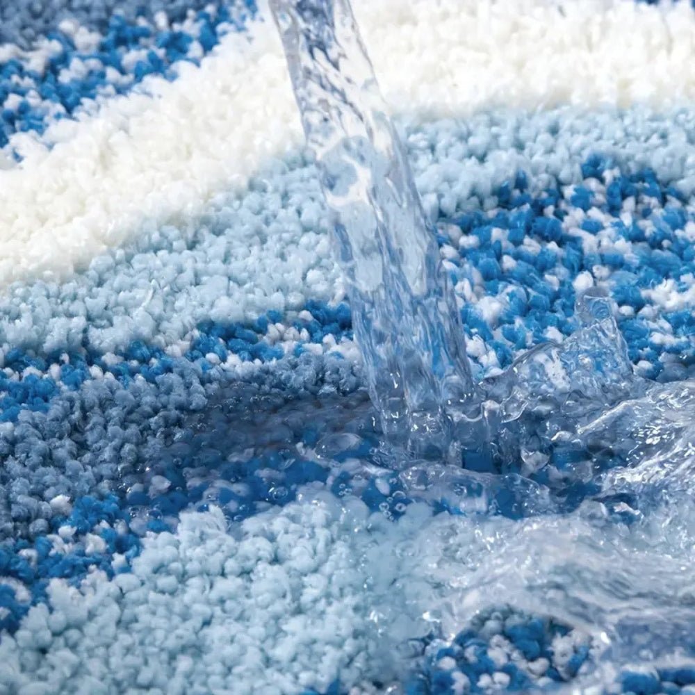 Alfombrilla de baño de microfibra absorbente antideslizante con ondas de océano