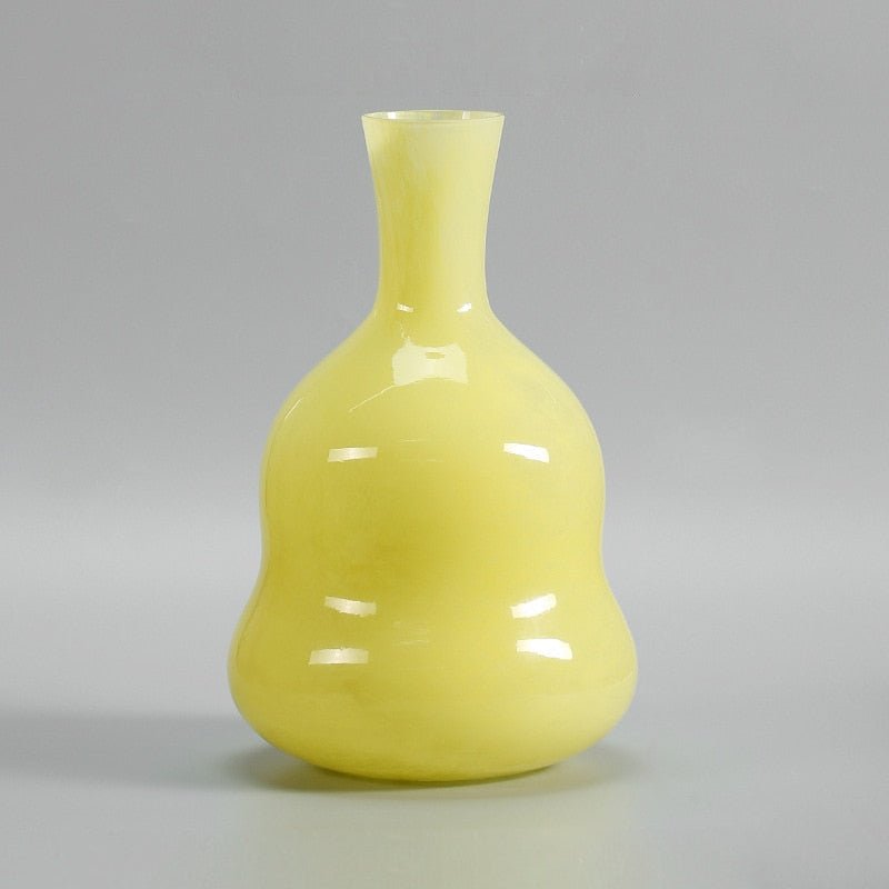 Jarrón decorativo de flores de vidrio de Murano soplado a mano con silueta escultórica