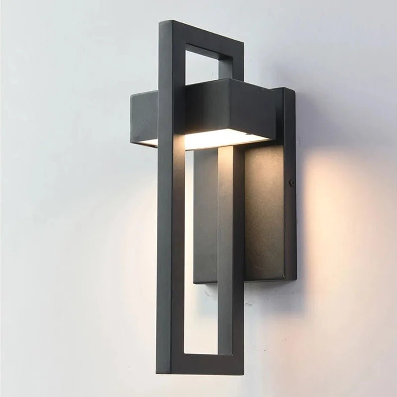 Aplique de pared exterior escandinavo minimalista geométrico rectangular de aluminio