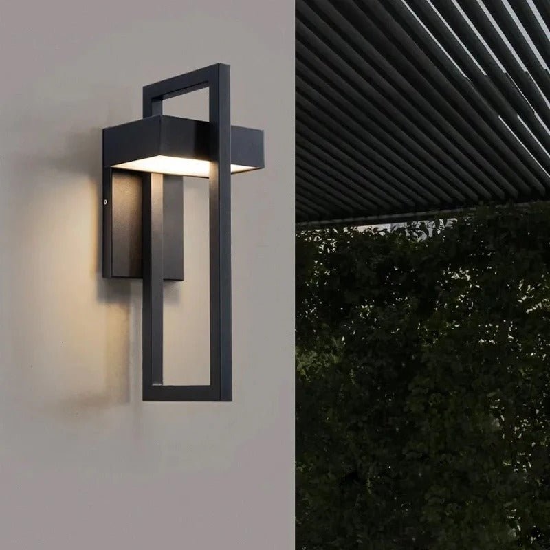 Aplique de pared exterior escandinavo minimalista geométrico rectangular de aluminio