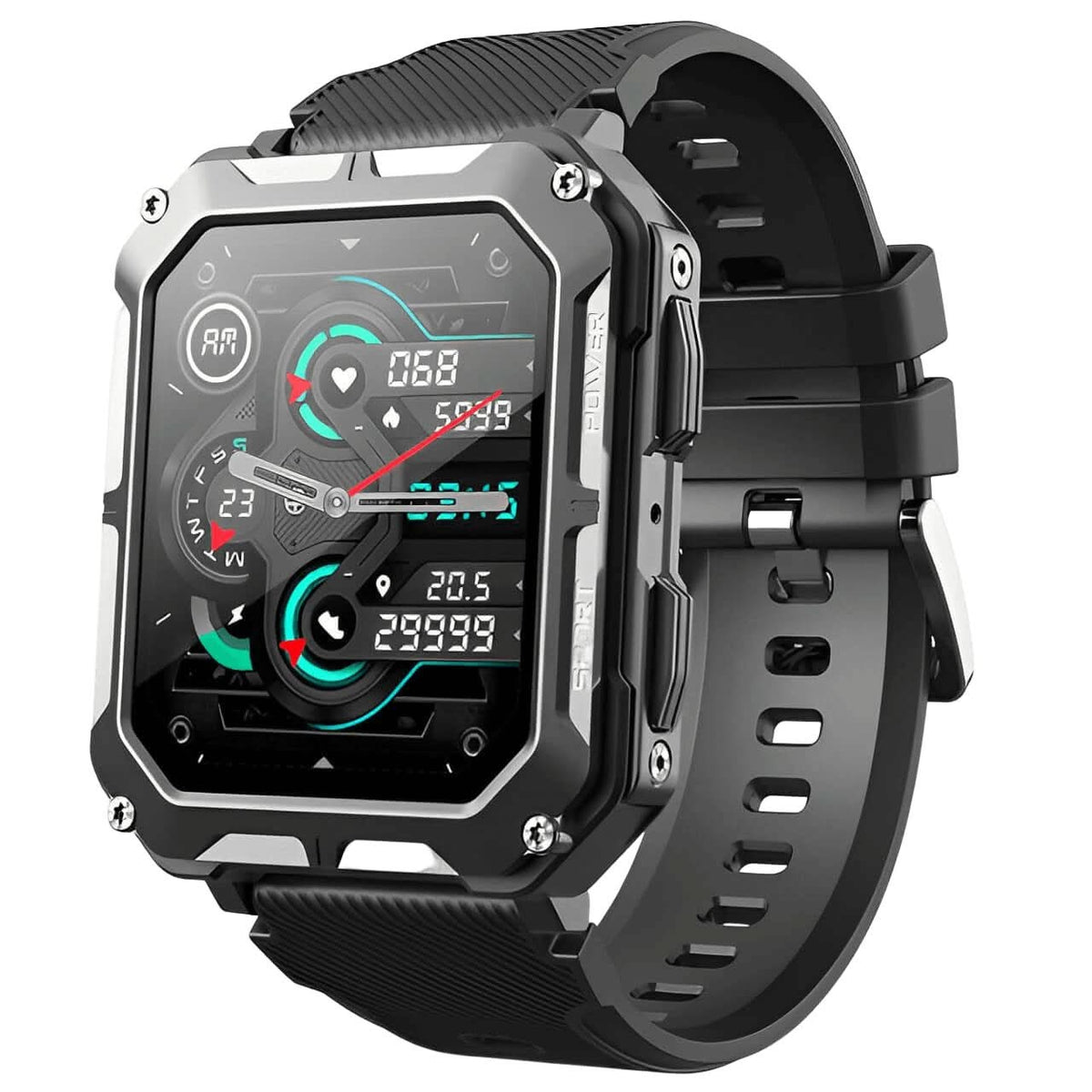 Reloj inteligente resistente a golpes e impermeable, de grado militar, con monitorización de la salud