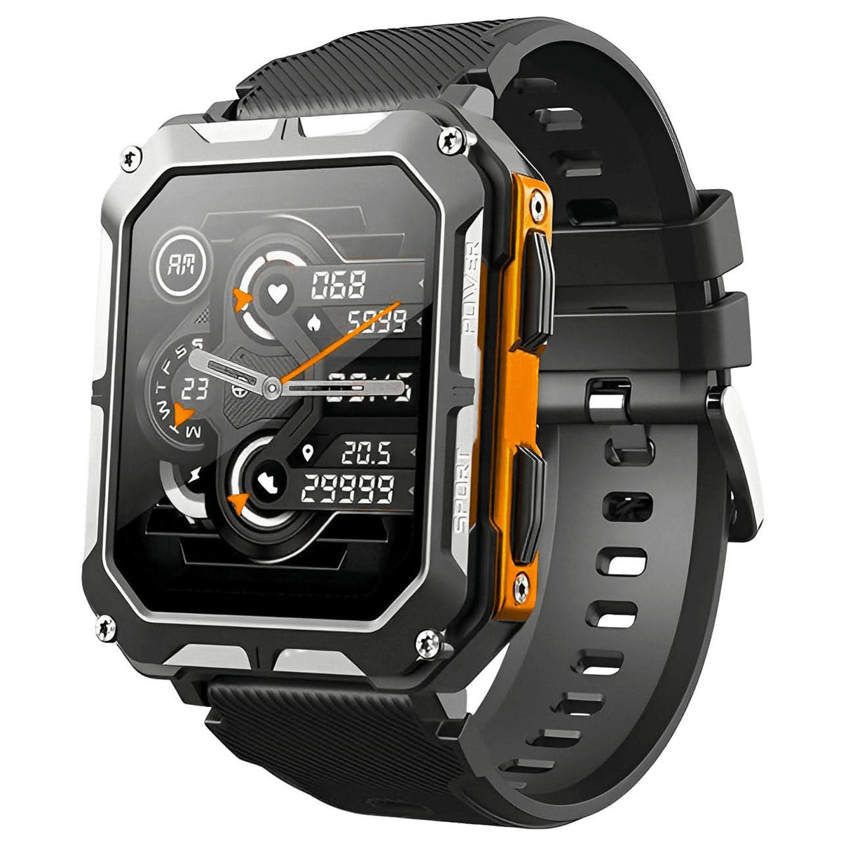 Reloj inteligente resistente a golpes e impermeable, de grado militar, con monitorización de la salud