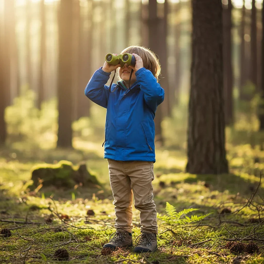 Prismáticos compactos, ligeros y portátiles para niños, con correa para aventuras al aire libre