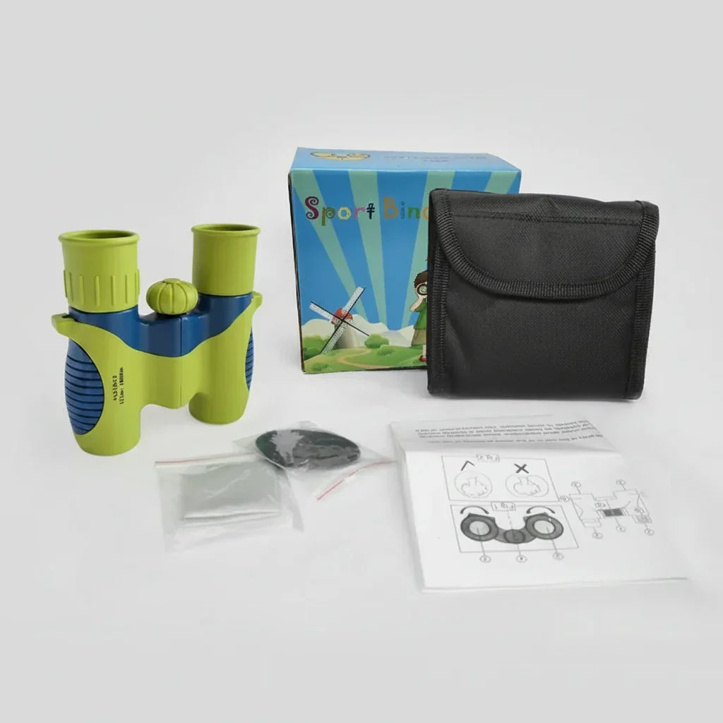 Prismáticos compactos, ligeros y portátiles para niños, con correa para aventuras al aire libre