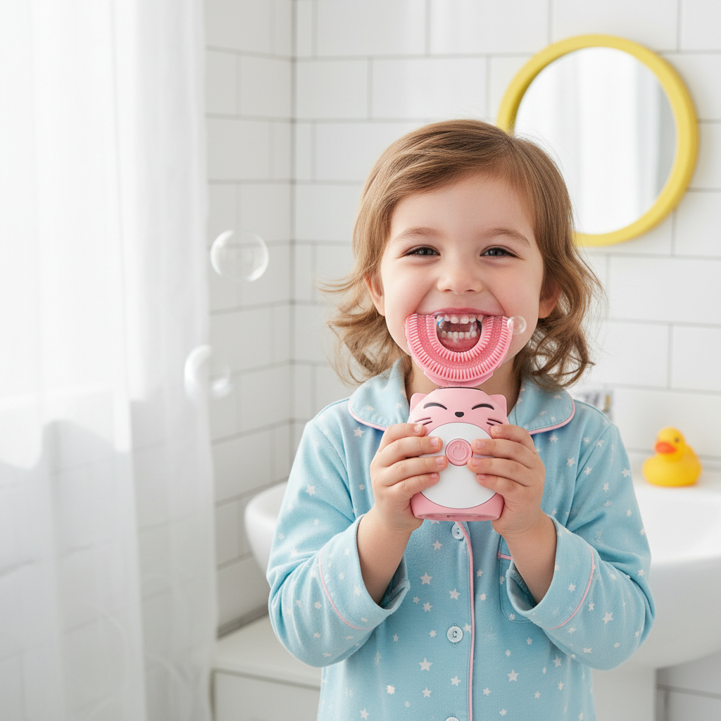 Cepillo de dientes eléctrico sónico infantil, ergonómico y de silicona suave