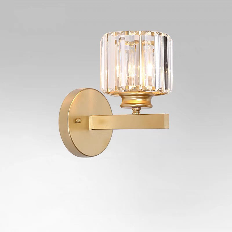 Lámpara de pared moderna de hierro con panel de cristal facetado