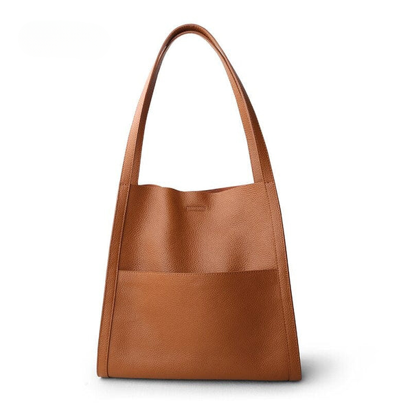 Bolso de hombro de cuero genuino, espacioso, para uso diario