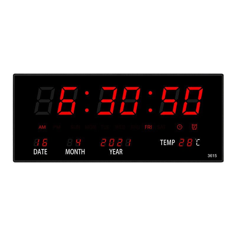 Reloj de pared digital multifuncional de vidrio espejado e iluminado con alarma