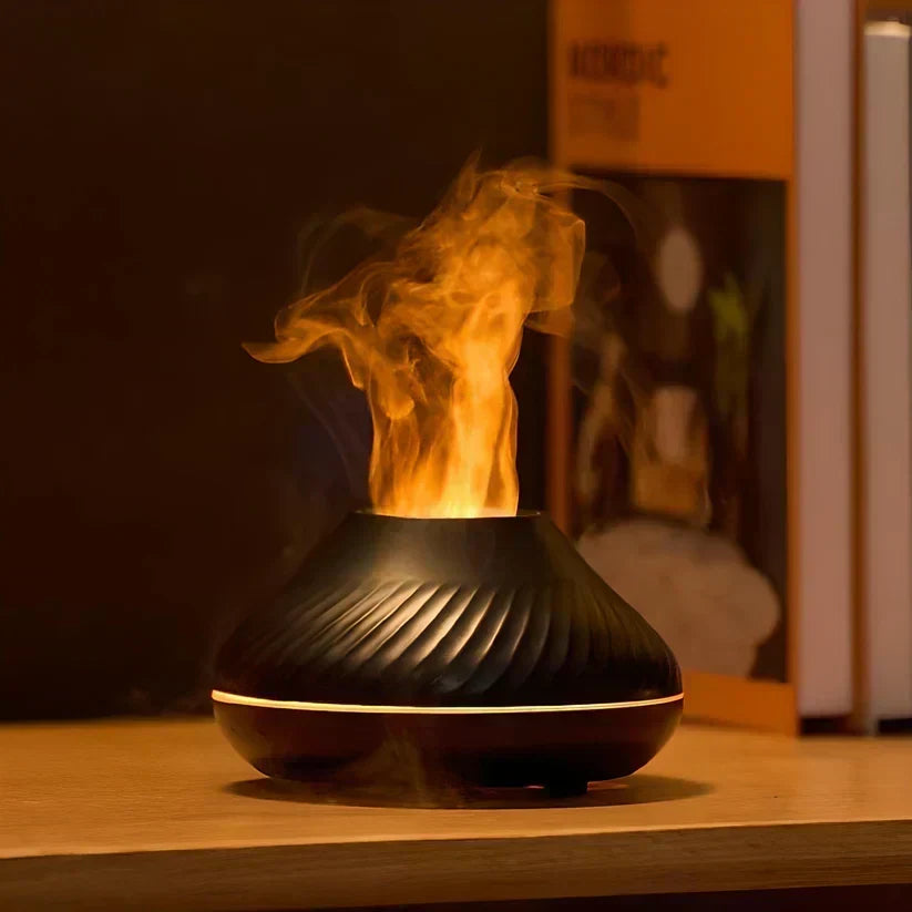 Difusor de aire ultrasónico de aroma y niebla con efecto de llama suave