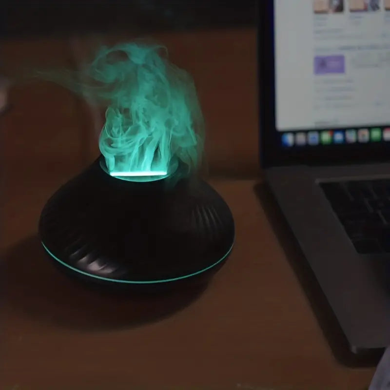Difusor de aire ultrasónico de aroma y niebla con efecto de llama suave