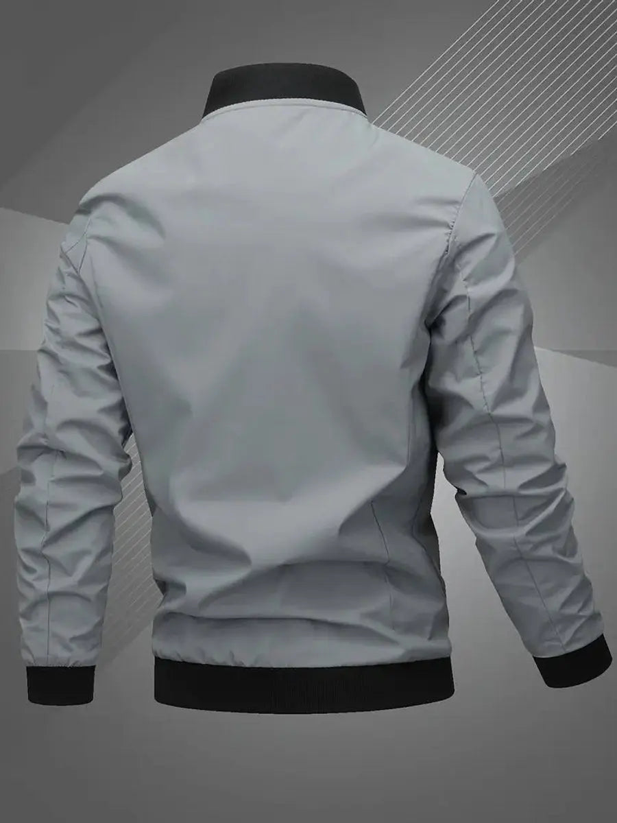 Chaqueta bomber ligera para hombre, con cierre y cuello de béisbol