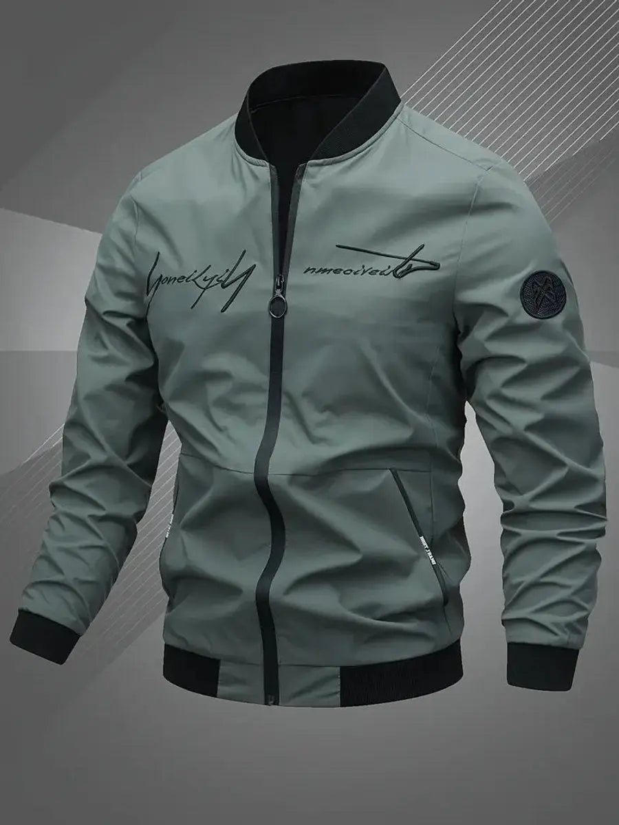 Chaqueta bomber ligera para hombre, con cierre y cuello de béisbol