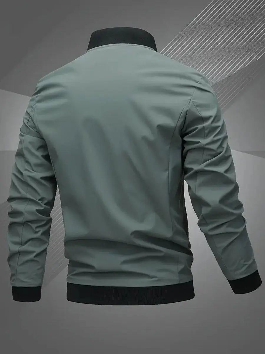 Chaqueta bomber ligera para hombre, con cierre y cuello de béisbol
