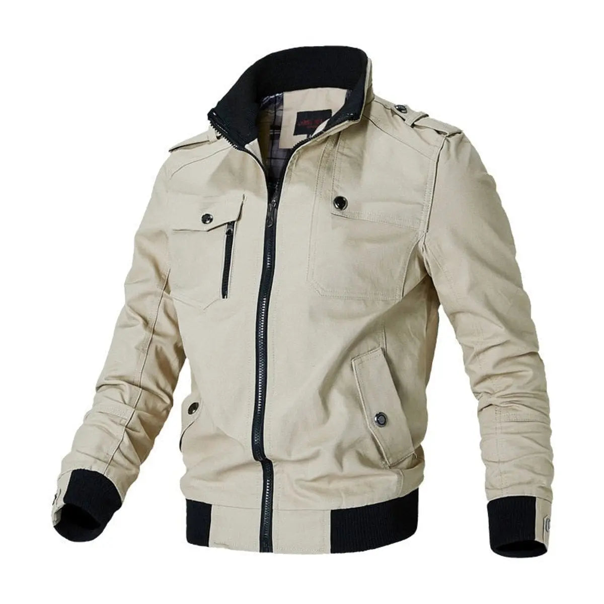 Chaqueta bomber para hombre de estilo militar, con múltiples bolsillos y cierre