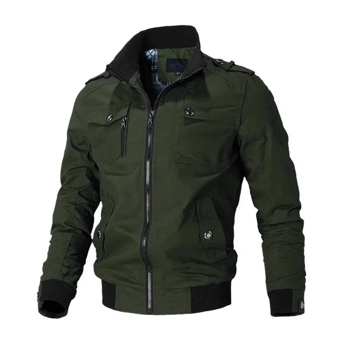 Chaqueta bomber para hombre de estilo militar, con múltiples bolsillos y cierre