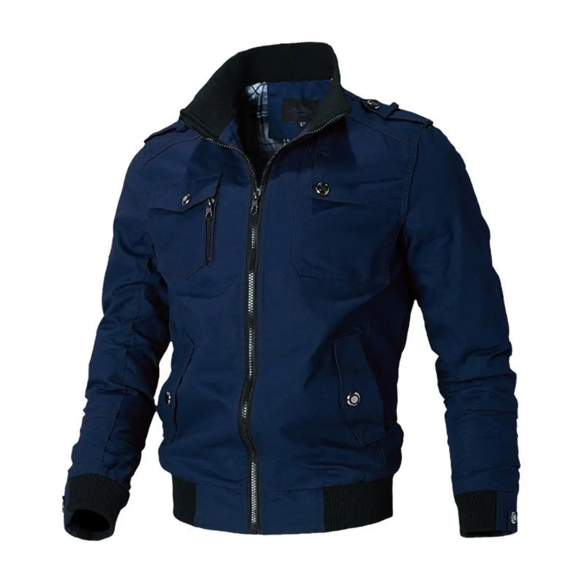 Chaqueta bomber para hombre de estilo militar, con múltiples bolsillos y cierre