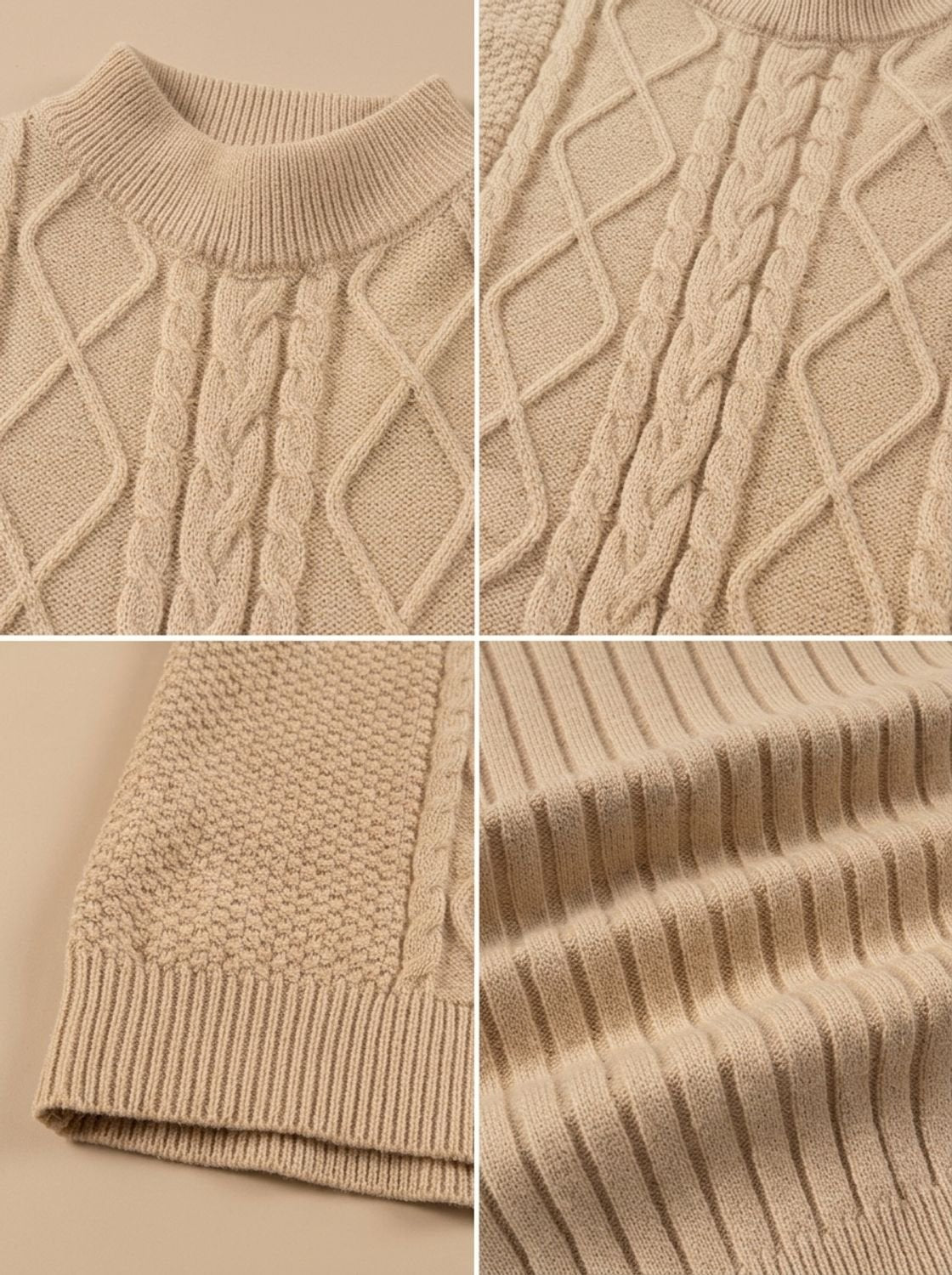 Jersey de punto trenzado para hombre, de corte regular y cuello falso