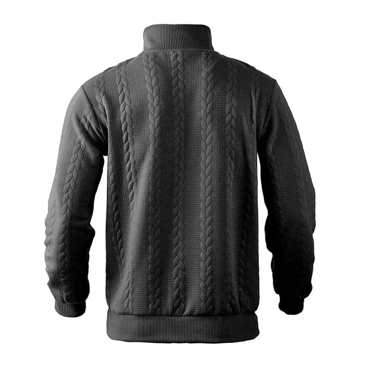 Jersey de punto trenzado para hombre, con medio cierre