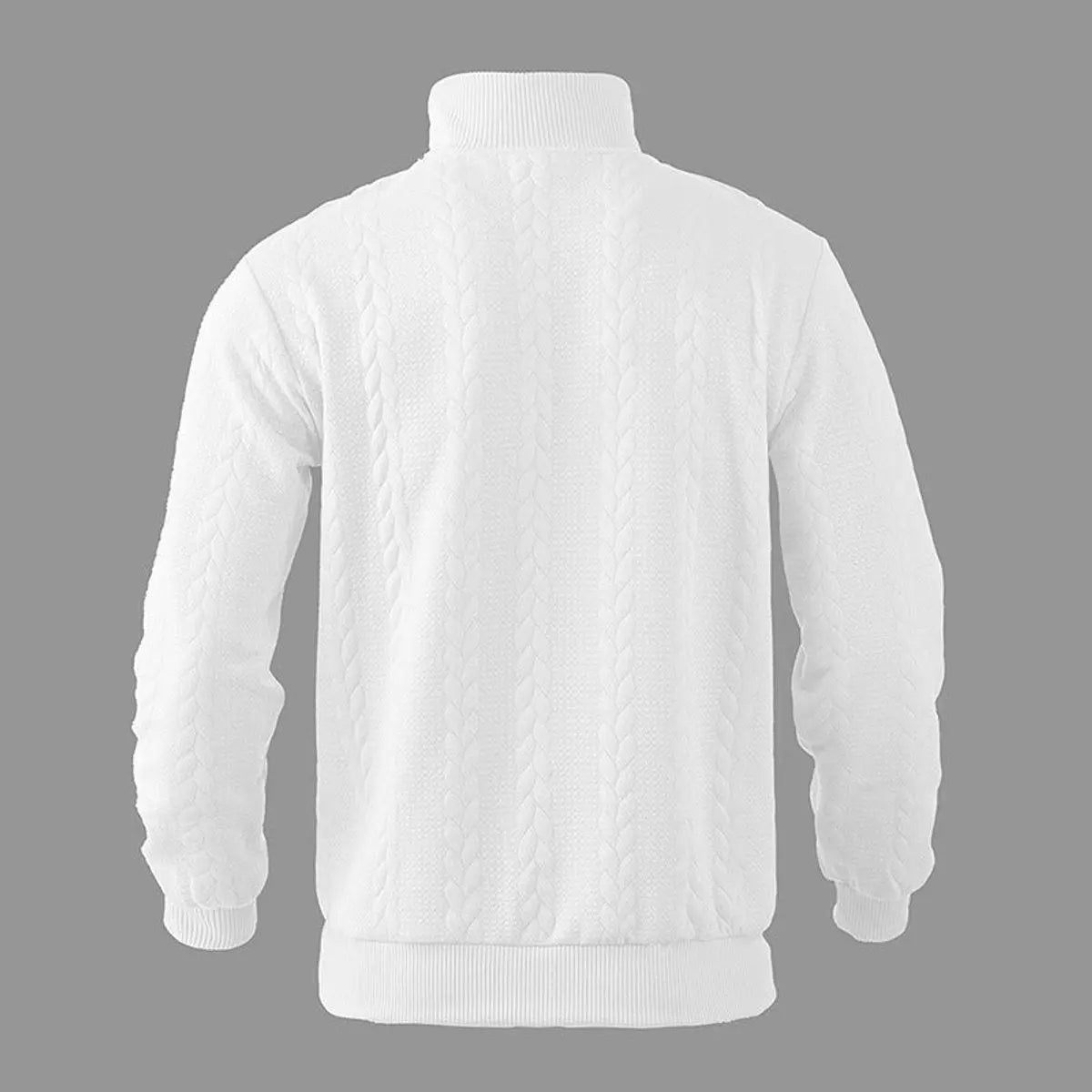 Jersey de punto trenzado para hombre, con medio cierre