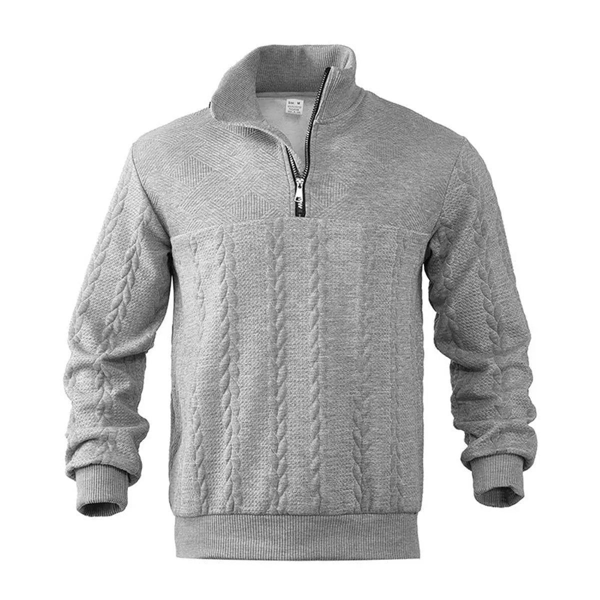 Jersey de punto trenzado para hombre, con medio cierre