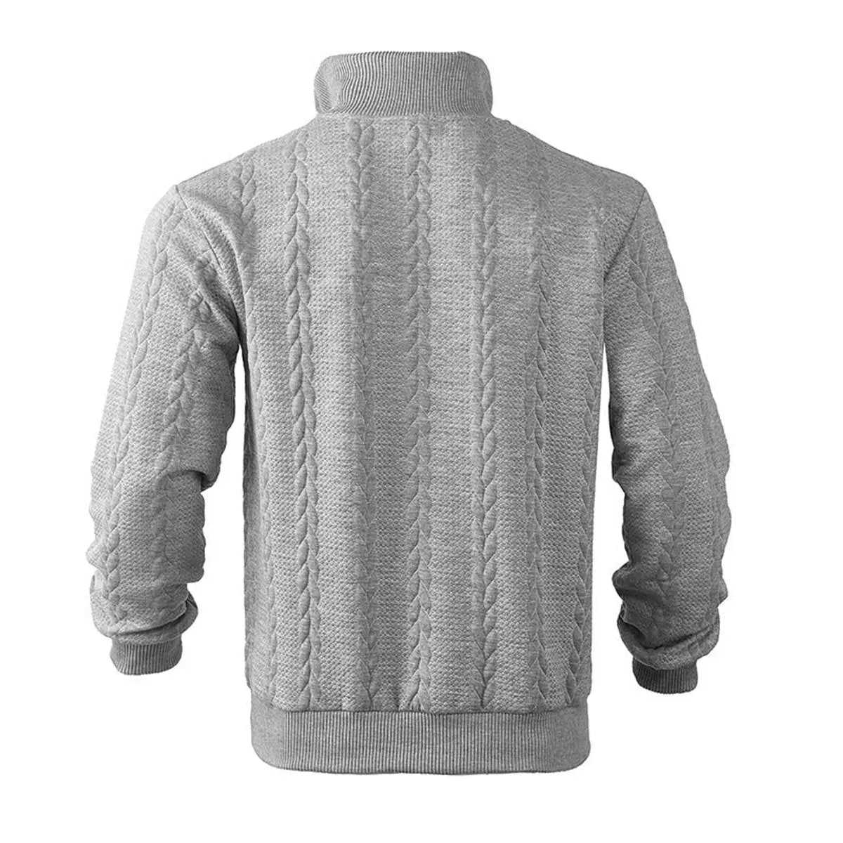 Jersey de punto trenzado para hombre, con medio cierre