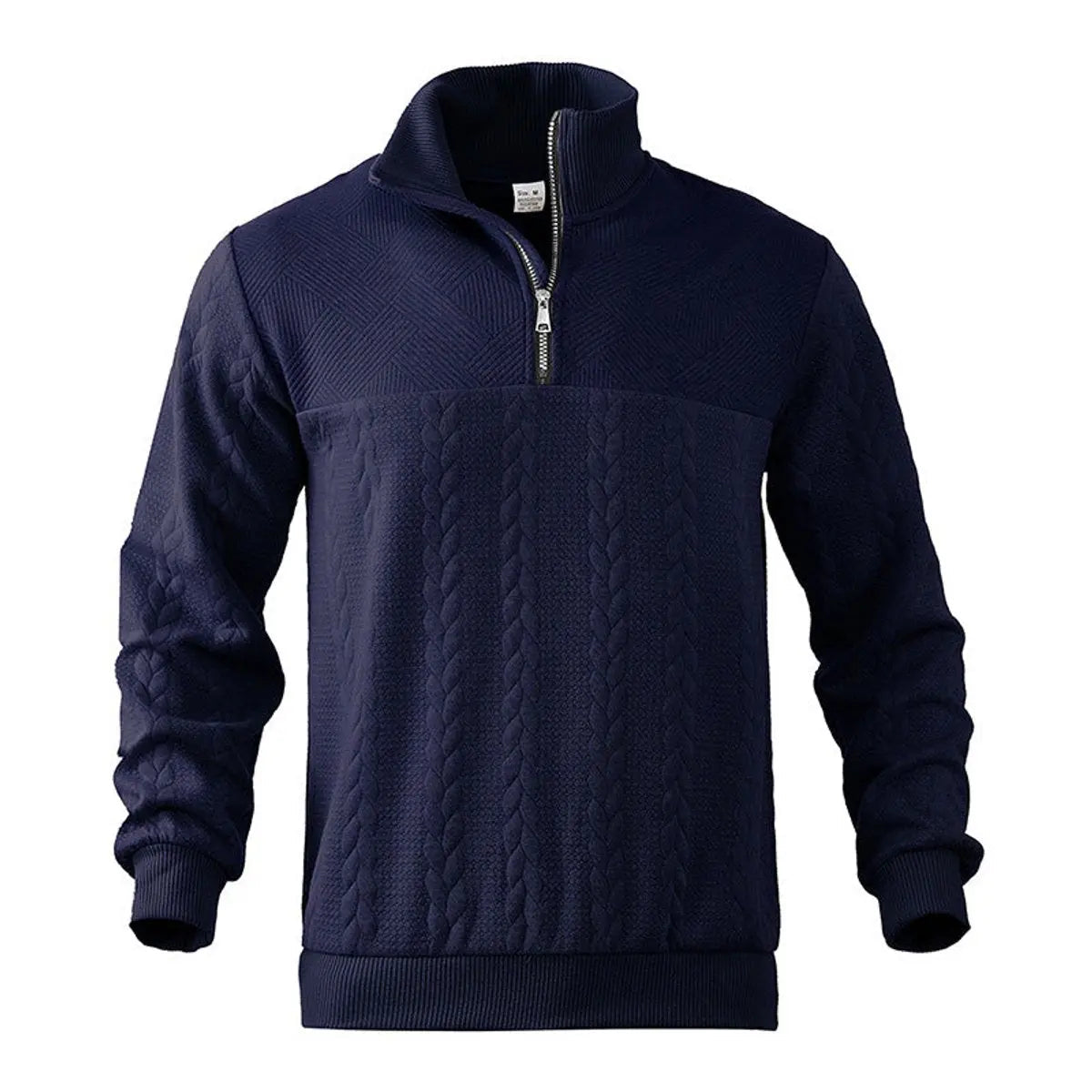 Jersey de punto trenzado para hombre, con medio cierre