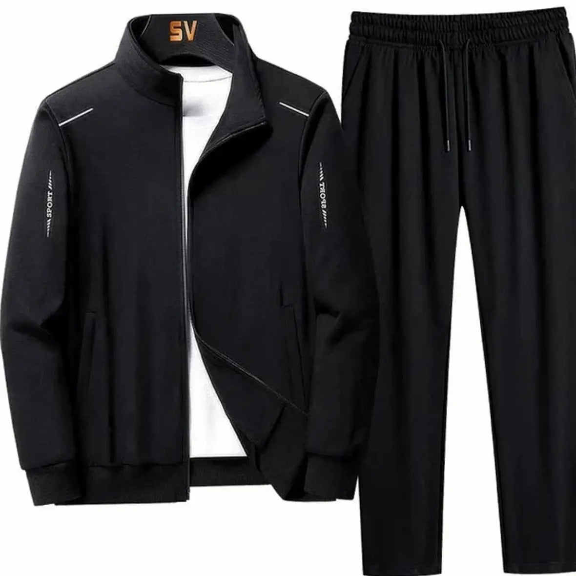 Conjunto de chándal informal de dos piezas para hombre, con chaqueta de cierre y pantalón jogger