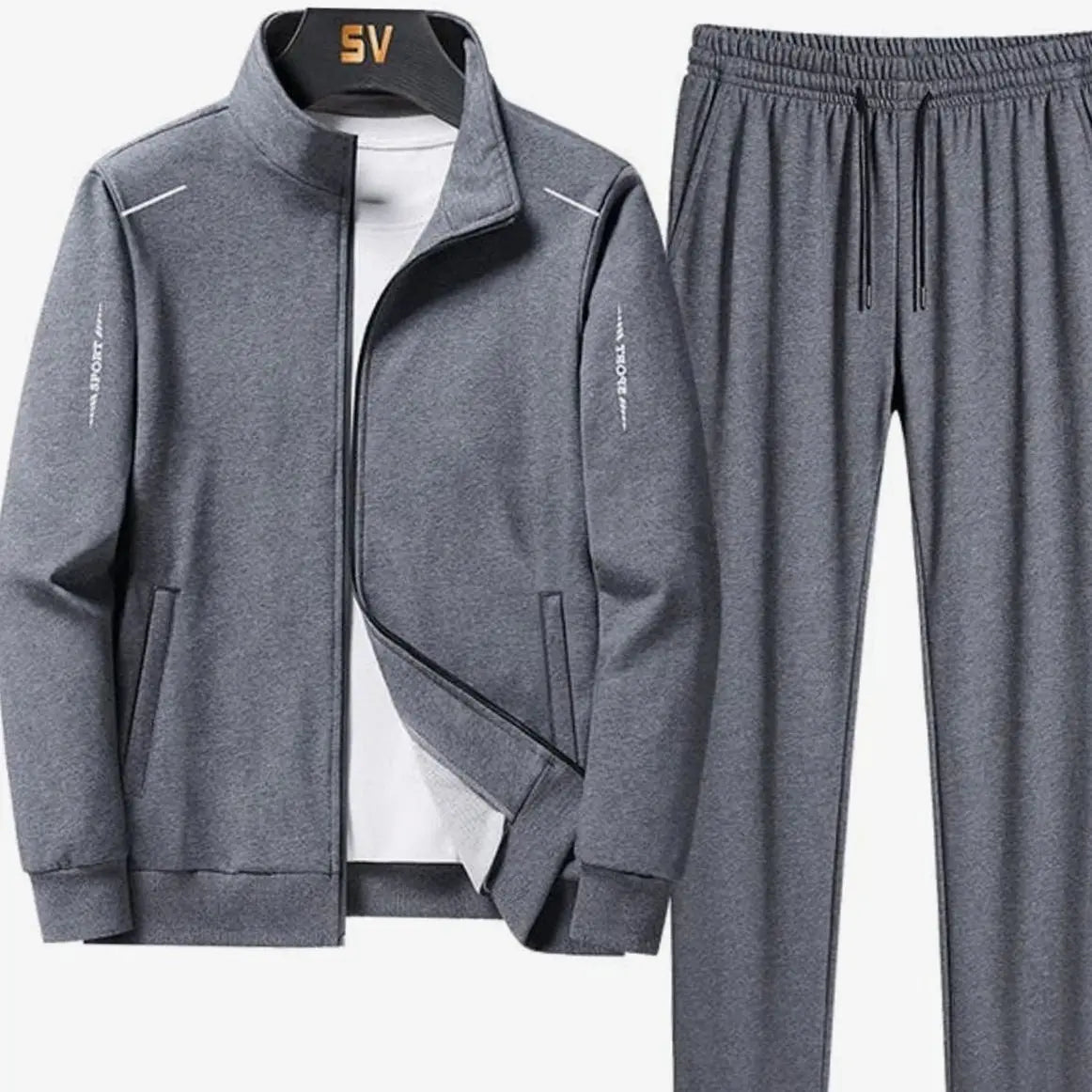 Conjunto de chándal informal de dos piezas para hombre, con chaqueta de cierre y pantalón jogger