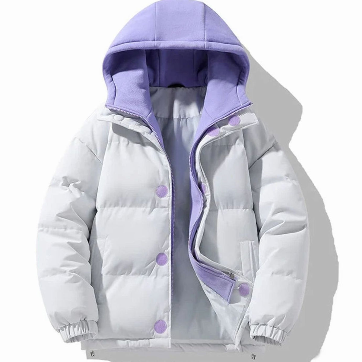 Chaqueta acolchada para hombre con capucha en contraste