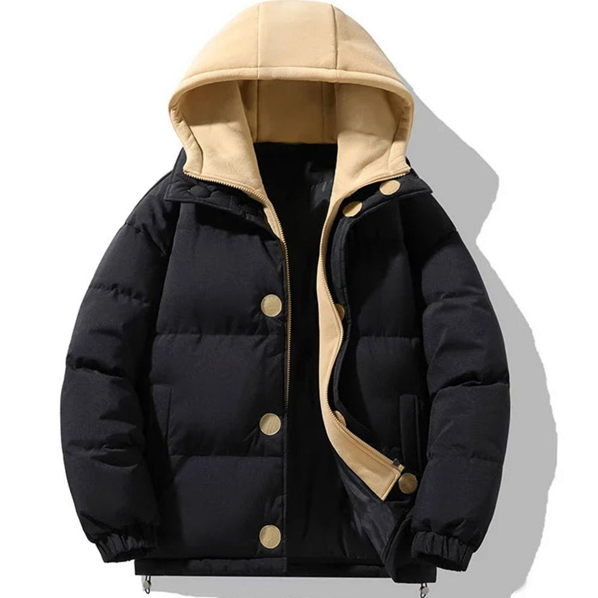 Chaqueta acolchada para hombre con capucha en contraste