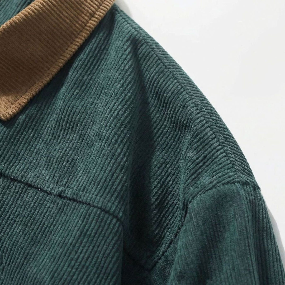 Chaqueta Harrington de pana para hombre, con cuello en contraste y cierre completo