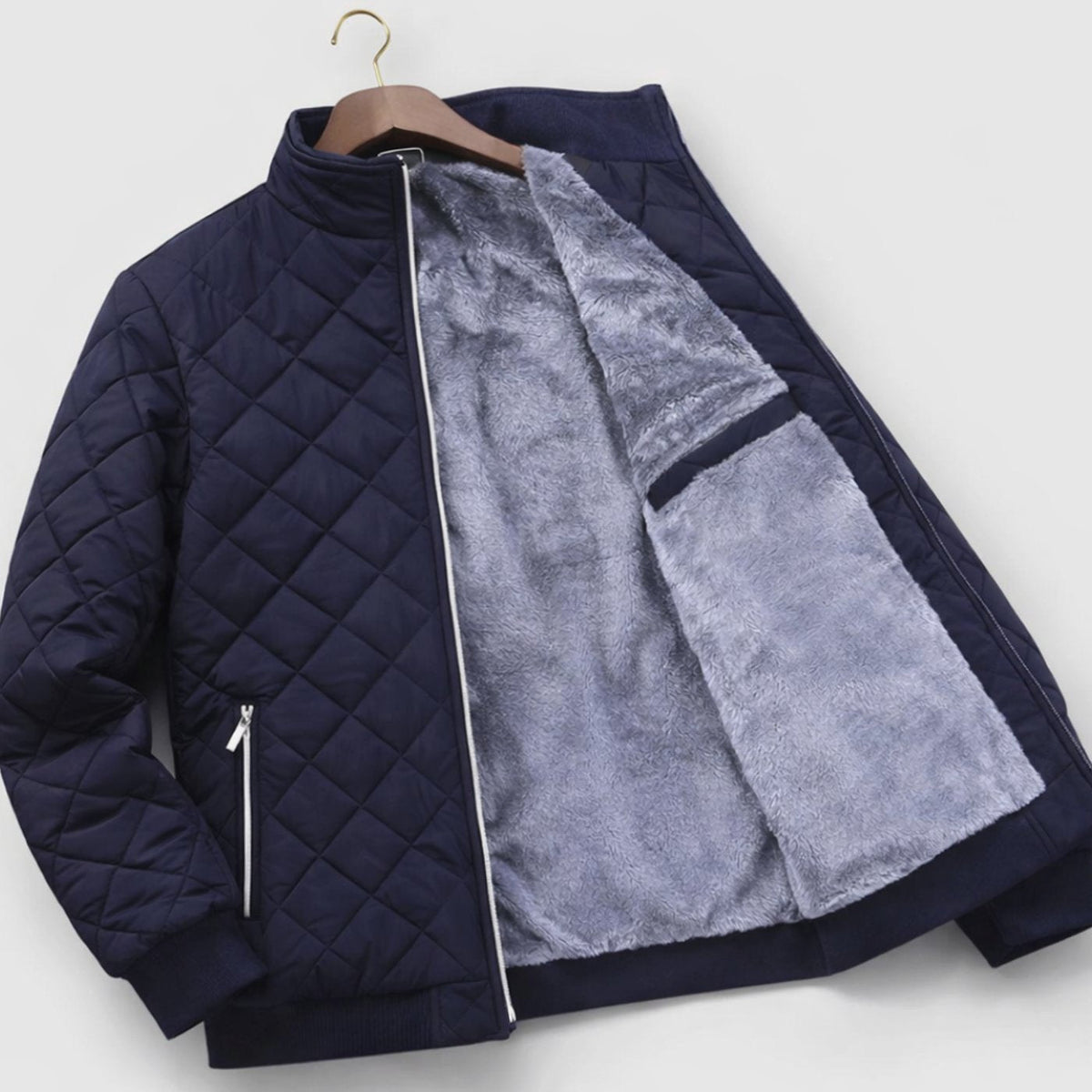 Chaqueta de invierno acolchada con forro polar para hombre y cierre