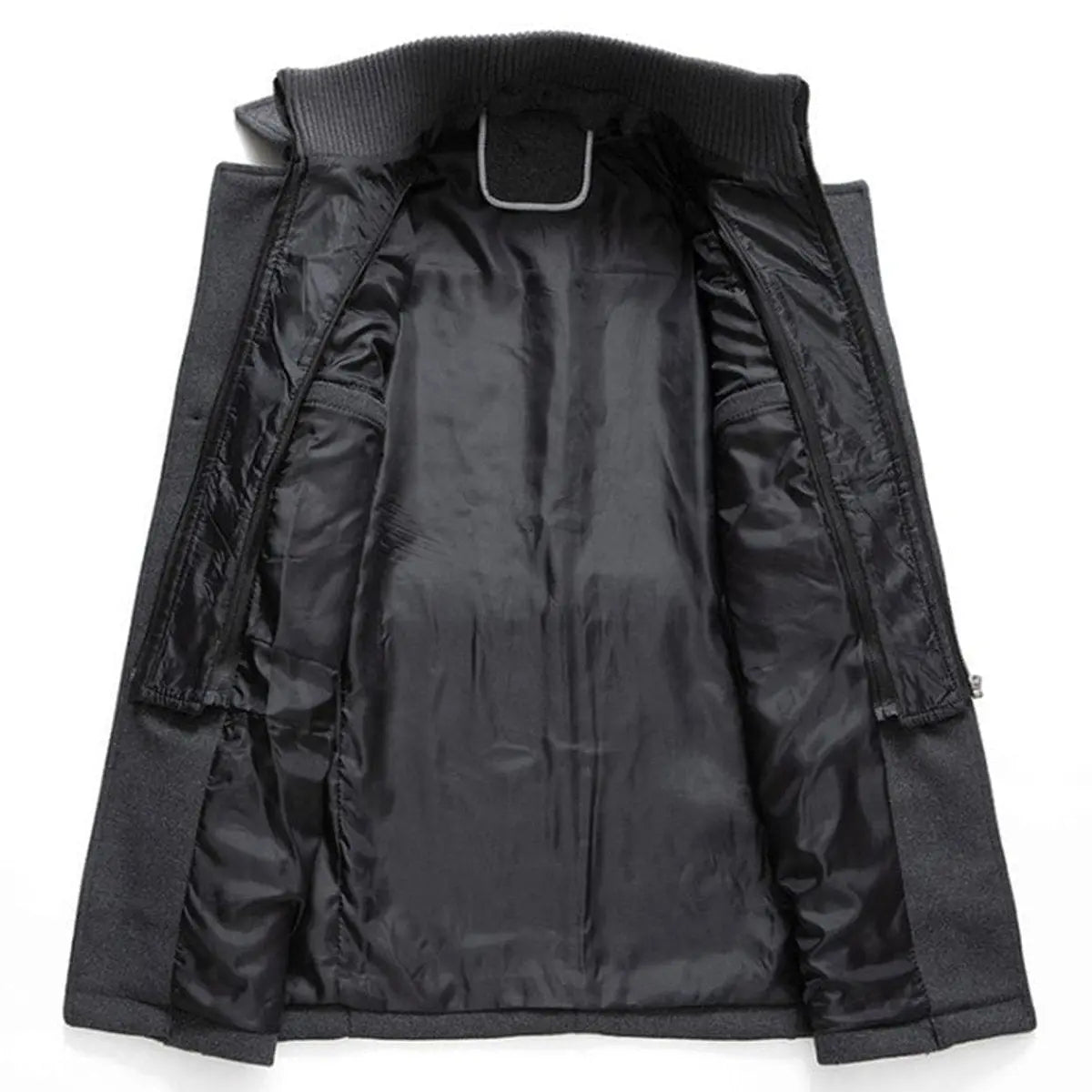 Abrigo de invierno de doble capa para hombre, mezcla de lana y cuello de punto