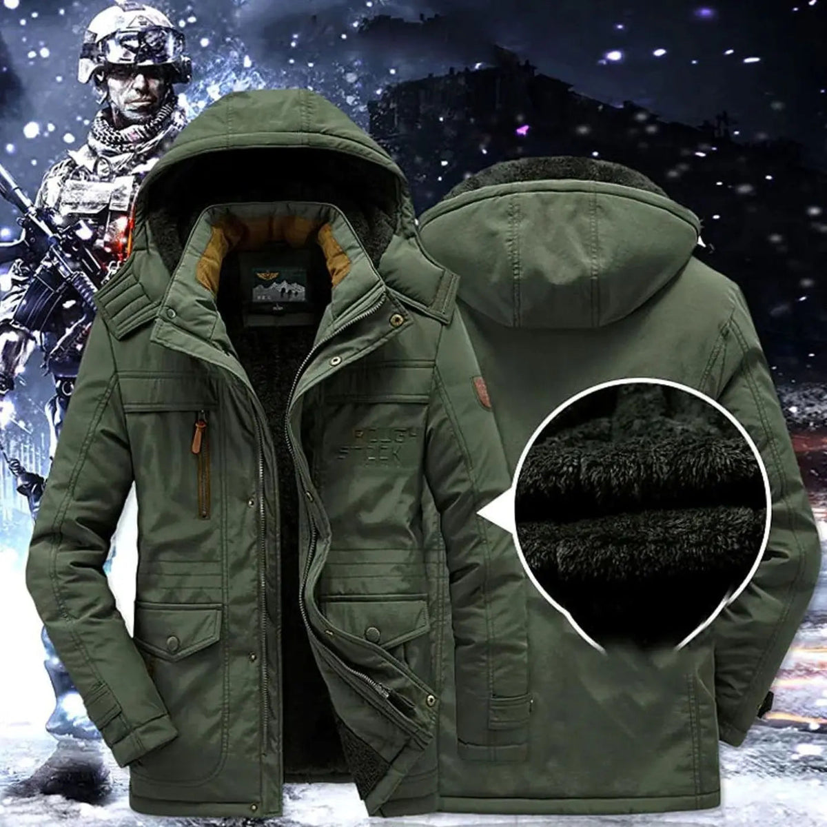 Chaquetas de invierno resistentes para hombre con capucha y forro polar